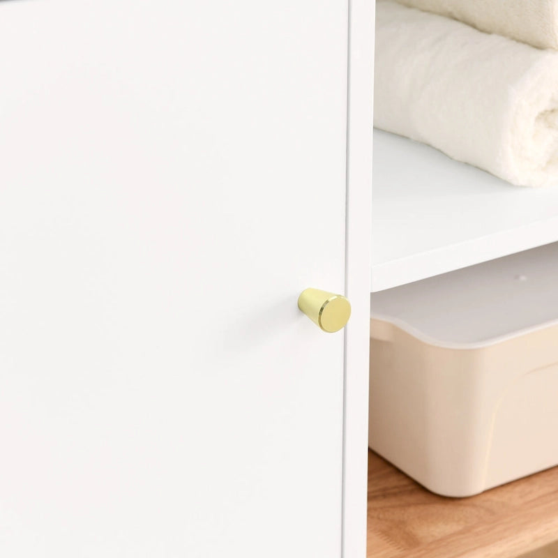 Aufbewahrungsschrank mit Colorblocking-Design, Massivholzsockel und -füßen, Bodenschrank