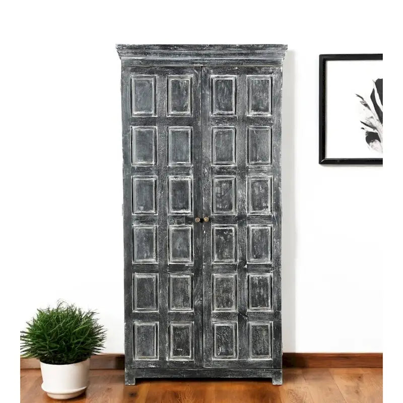 Garde-manger ou armoire de rangement en bois massif gris foncé 72 - 36 x 72 x 18