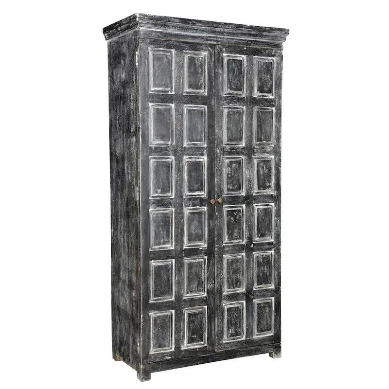 Dispensa o armadio contenitore in legno massello grigio scuro da 72 - 36 x 72 x 18