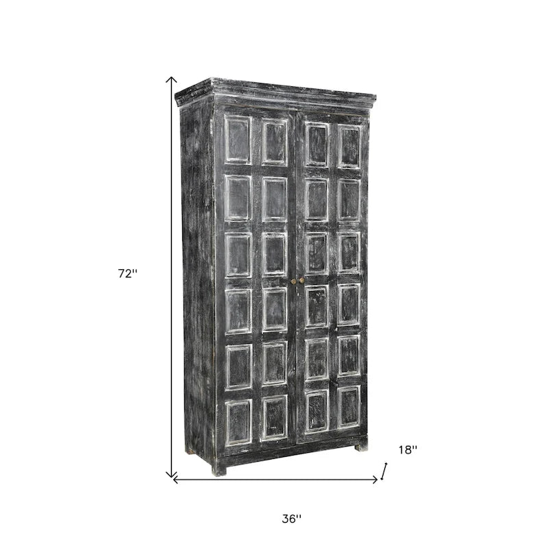 Garde-manger ou armoire de rangement en bois massif gris foncé 72 - 36 x 72 x 18