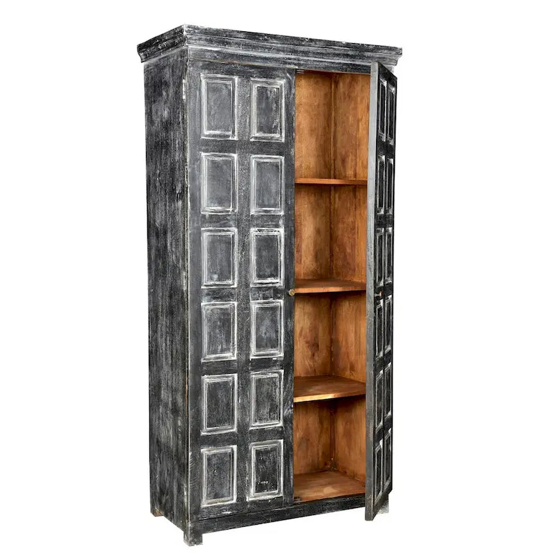 Garde-manger ou armoire de rangement en bois massif gris foncé 72 - 36 x 72 x 18