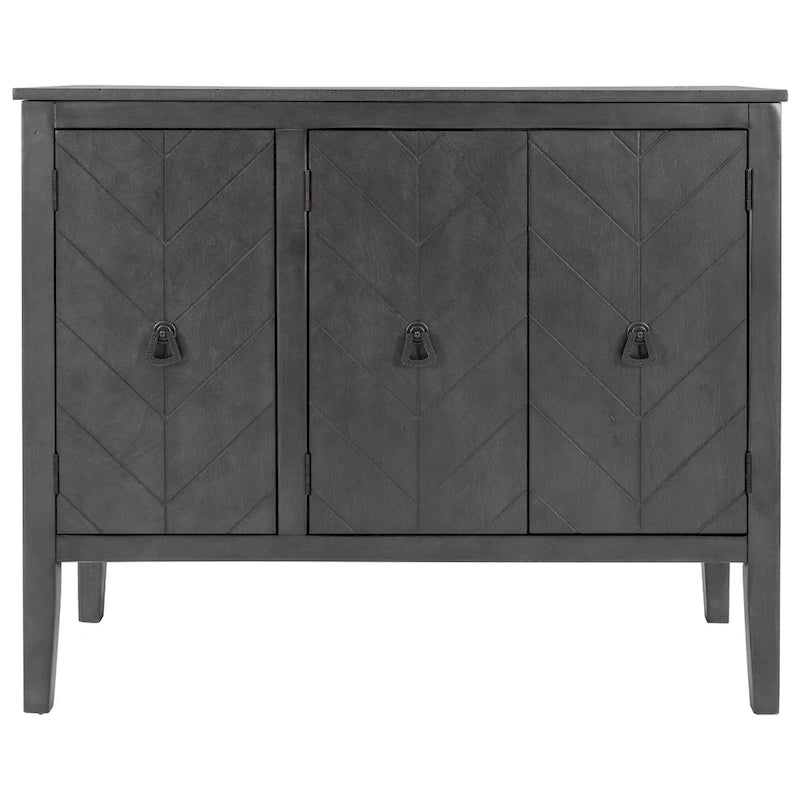 Sideboard mit verstellbarem Einlegeboden, 3 Retro-Metallgriffen und 4 Beinen aus Kiefernholz