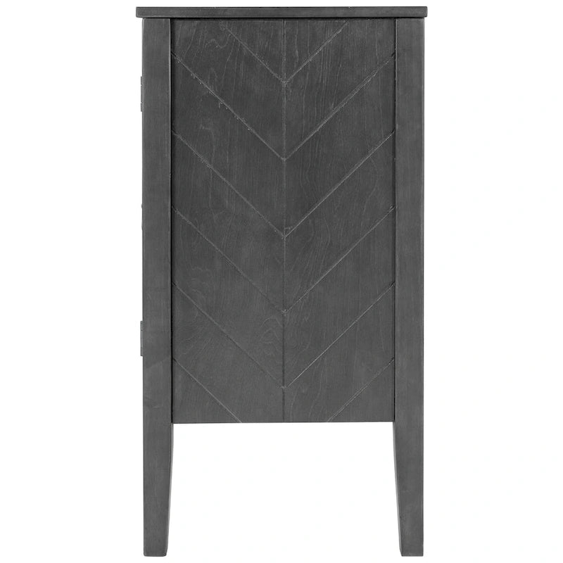Sideboard mit verstellbarem Einlegeboden, 3 Retro-Metallgriffen und 4 Beinen aus Kiefernholz