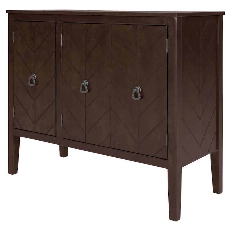 Sideboard mit verstellbarem Einlegeboden, 3 Retro-Metallgriffen und 4 Beinen aus Kiefernholz