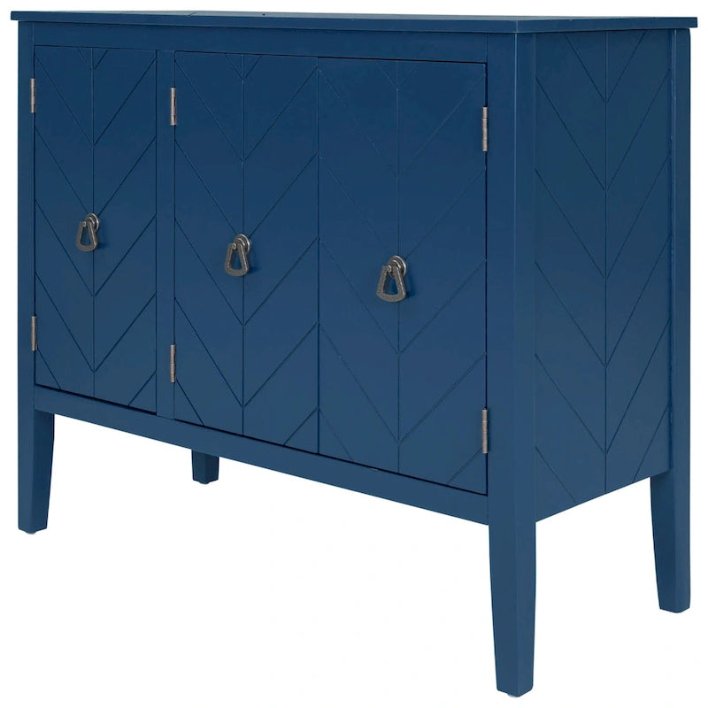 Sideboard mit verstellbarem Einlegeboden, 3 Retro-Metallgriffen und 4 Beinen aus Kiefernholz