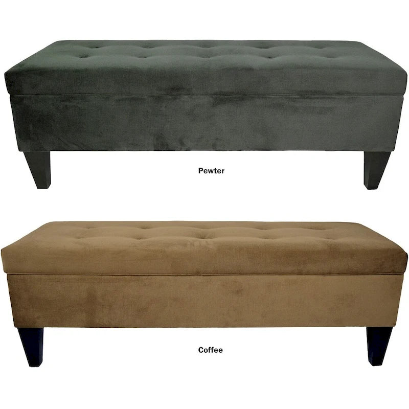 10 Button Tufted Long Storage Bench Ottoman