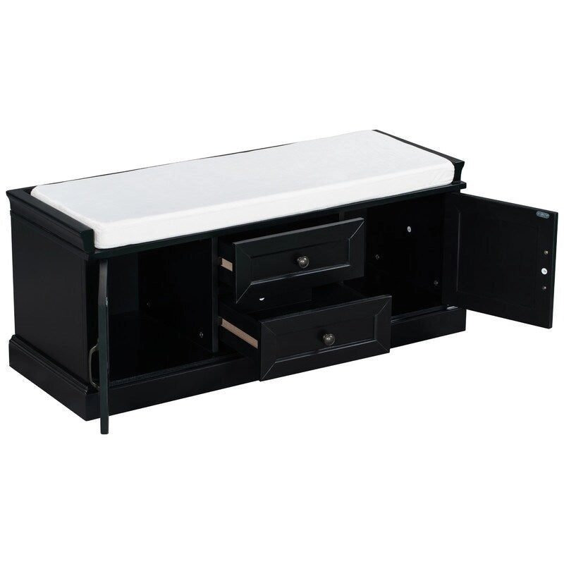 Shoe Stool with 2 Drawers and 2 Removable Pads, Living Room Locker for Entrance