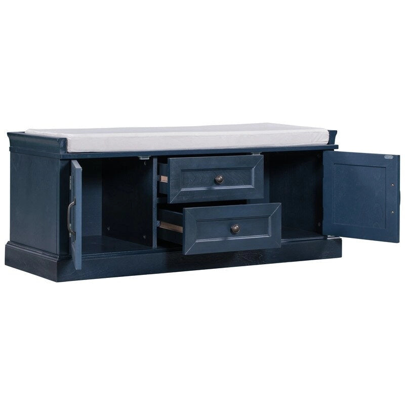 Shoe Stool with 2 Drawers and 2 Removable Pads, Living Room Locker for Entrance