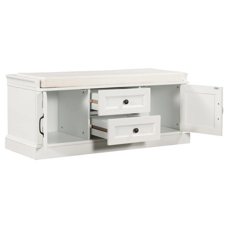 Shoe Stool with 2 Drawers and 2 Removable Pads, Living Room Locker for Entrance