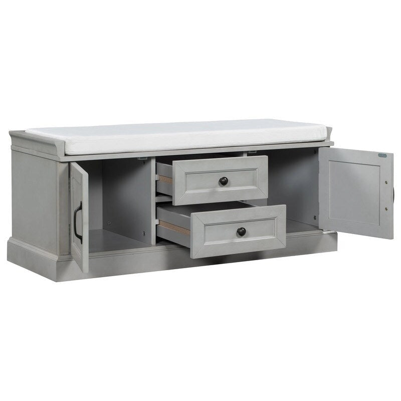 Shoe Stool with 2 Drawers and 2 Removable Pads, Living Room Locker for Entrance