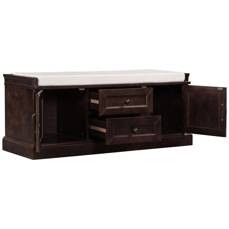 Shoe Stool with 2 Drawers and 2 Removable Pads, Living Room Locker for Entrance