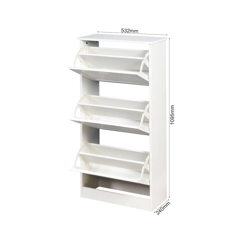 Houten schoenenkast voor de hal, witte schoenenopbergkast