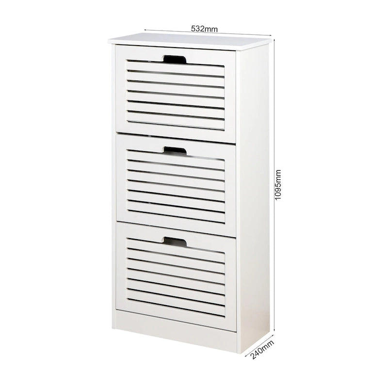 Houten schoenenkast voor de hal, witte schoenenopbergkast