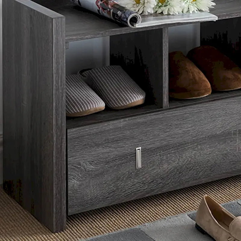 Schuhbank in Used-Grau, Aufbewahrungsschrank, Schuhregal aus Holz, hochwertig und langlebig, große Kapazität