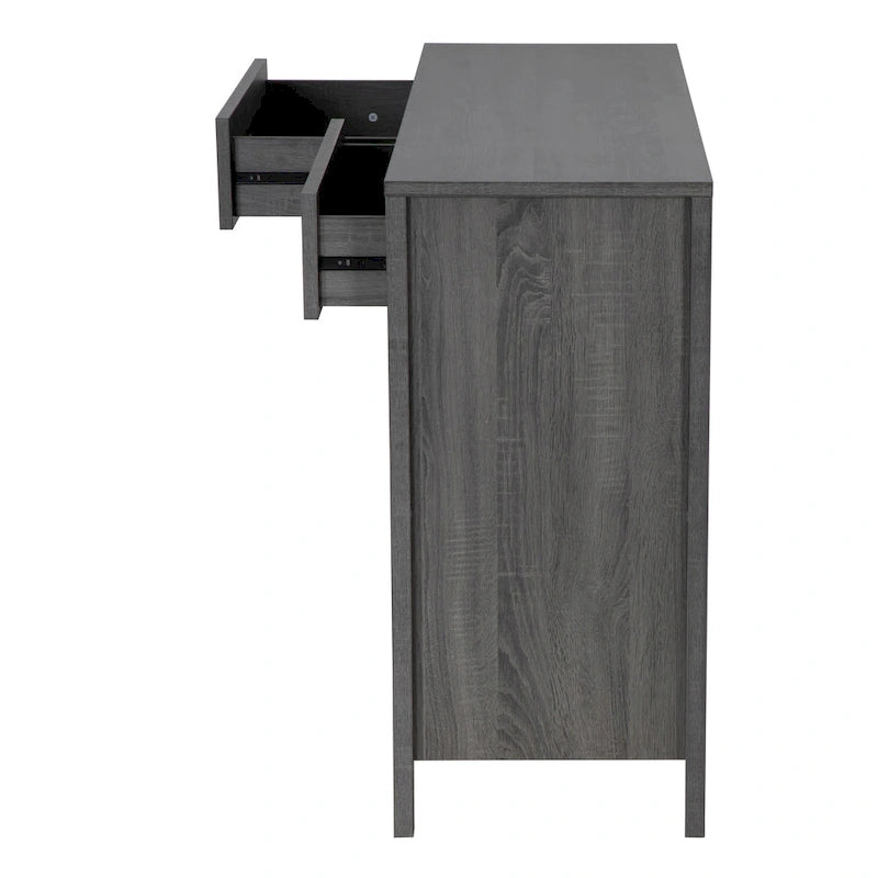 47W Sideboard-Aufbewahrungsschrank, Esszimmer-Anrichte mit zwei Schränken, zwei Schubladen und zwei offenen Regalen