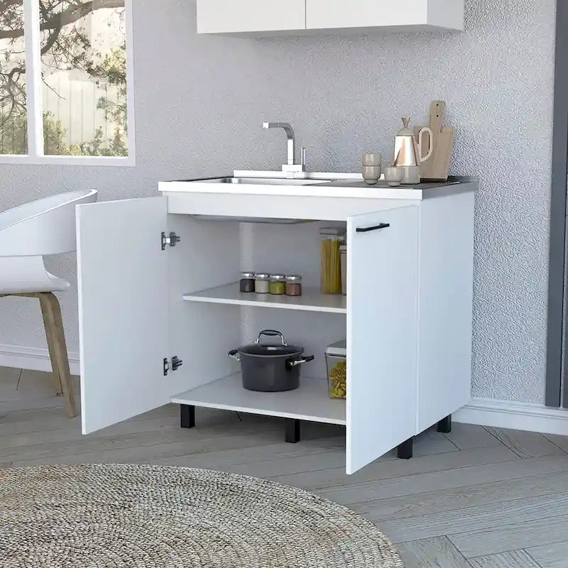 Lavello di servizio in acciaio inox largo 39 con 2 ante