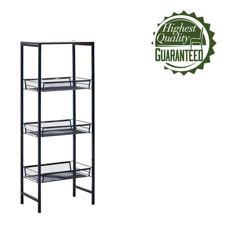 3-Tier Storage Shelves, Mesh Trays and Metal Frame