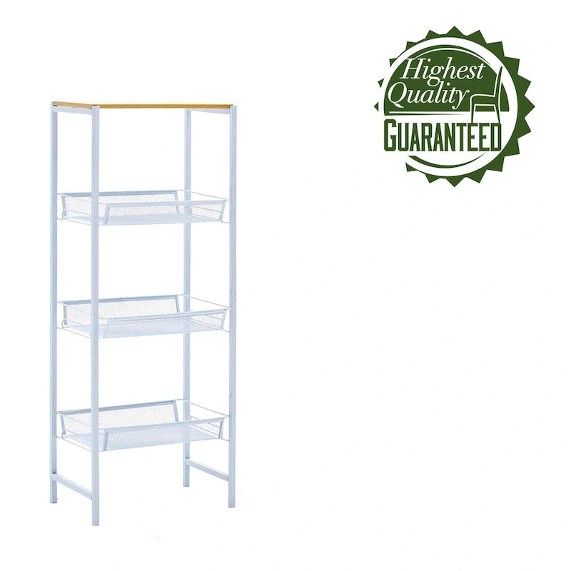 3-Tier Storage Shelves, Mesh Trays and Metal Frame