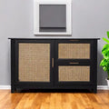 50 schwarzes Sideboard aus massivem Holz mit zwei Schubladen