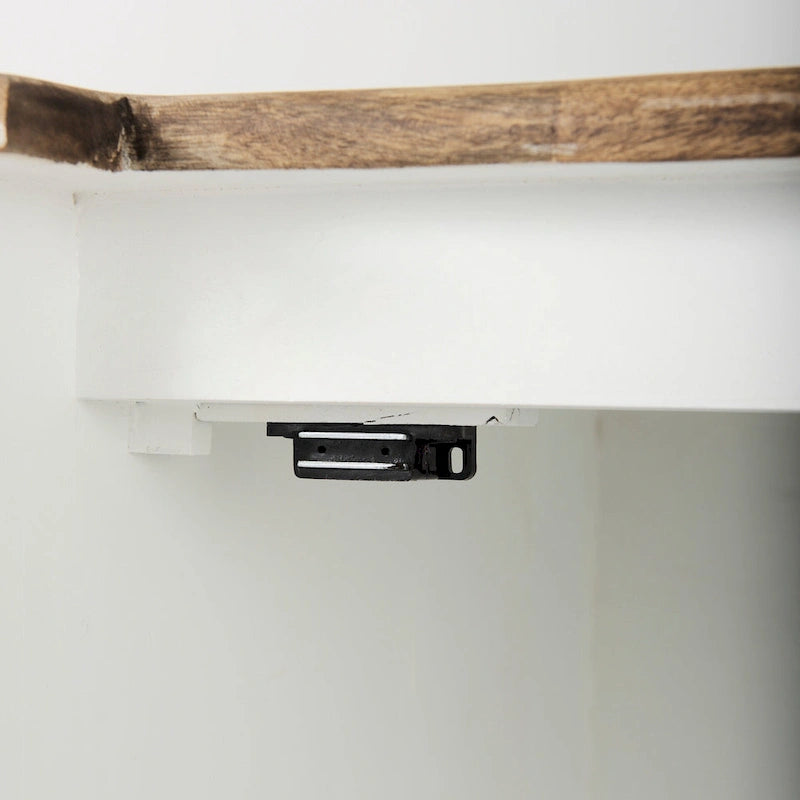 Wit massiefhouten dressoir met zwarte rand en middelbruine bovenkant - 75.0L x 20.8W x 34.3H