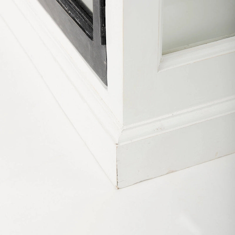 Wit massiefhouten dressoir met zwarte rand en middelbruine bovenkant - 75.0L x 20.8W x 34.3H