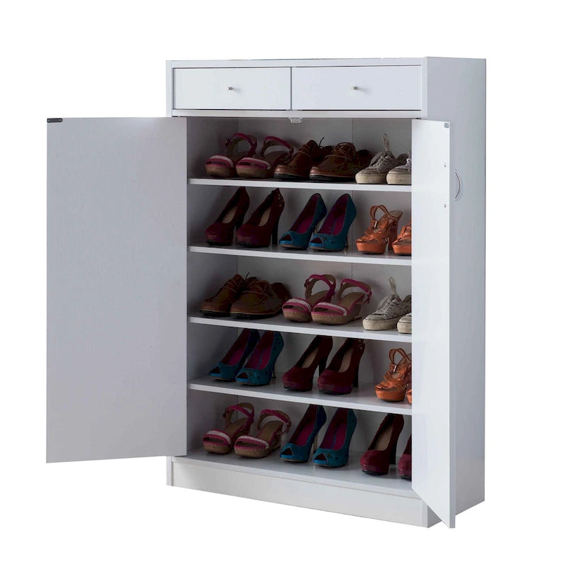 47 Zoll 2-türiger Schuhschrank aus Holz, Weiß
