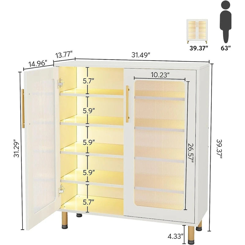 Buffetschrank mit Stauraum, moderner Akzentschrank mit Acryltüren und LED-Beleuchtung
