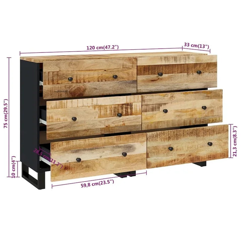 Aufbewahrungsschrank als dekoratives Sideboard und Konsolenschrank mit Schubladen