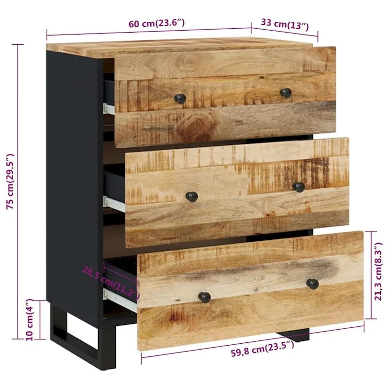 Aufbewahrungsschrank als dekoratives Sideboard und Konsolenschrank mit Schubladen