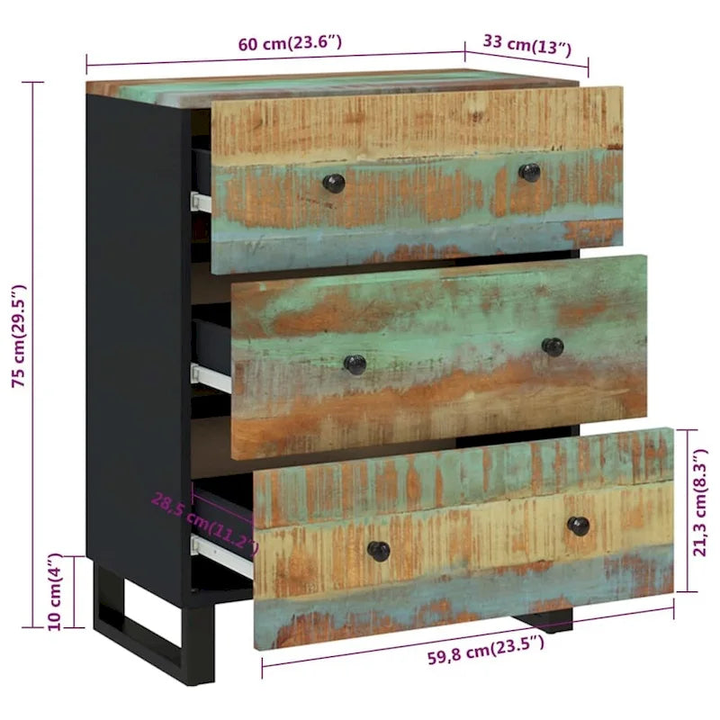 Aufbewahrungsschrank als dekoratives Sideboard und Konsolenschrank mit Schubladen