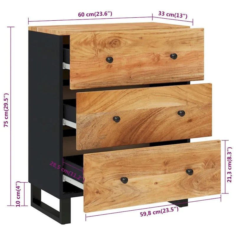 Aufbewahrungsschrank als dekoratives Sideboard und Konsolenschrank mit Schubladen
