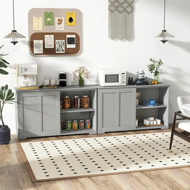 Credenza da cucina impilabile in stile antico con ripiano regolabile in altezza - 42 x 13 x 24.5 (L x W x H)