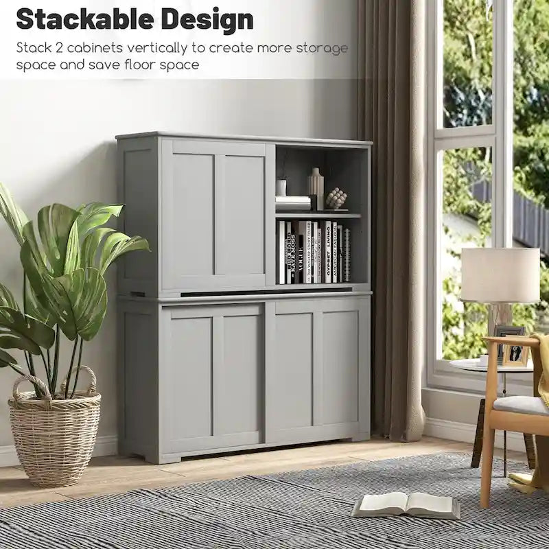 Credenza da cucina impilabile in stile antico con ripiano regolabile in altezza - 42 x 13 x 24.5 (L x W x H)