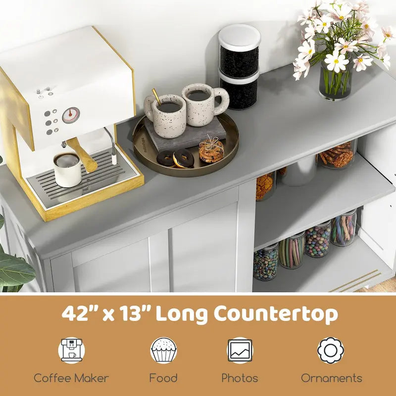 Credenza da cucina impilabile in stile antico con ripiano regolabile in altezza - 42 x 13 x 24.5 (L x W x H)