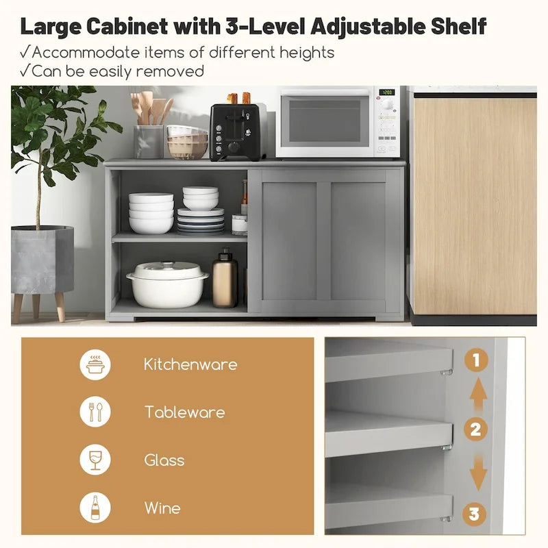 Credenza da cucina impilabile in stile antico con ripiano regolabile in altezza - 42 x 13 x 24.5 (L x W x H)