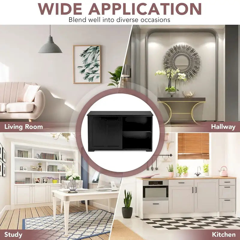 Credenza da cucina impilabile in stile antico con ripiano regolabile in altezza - 42 x 13 x 24.5 (L x W x H)