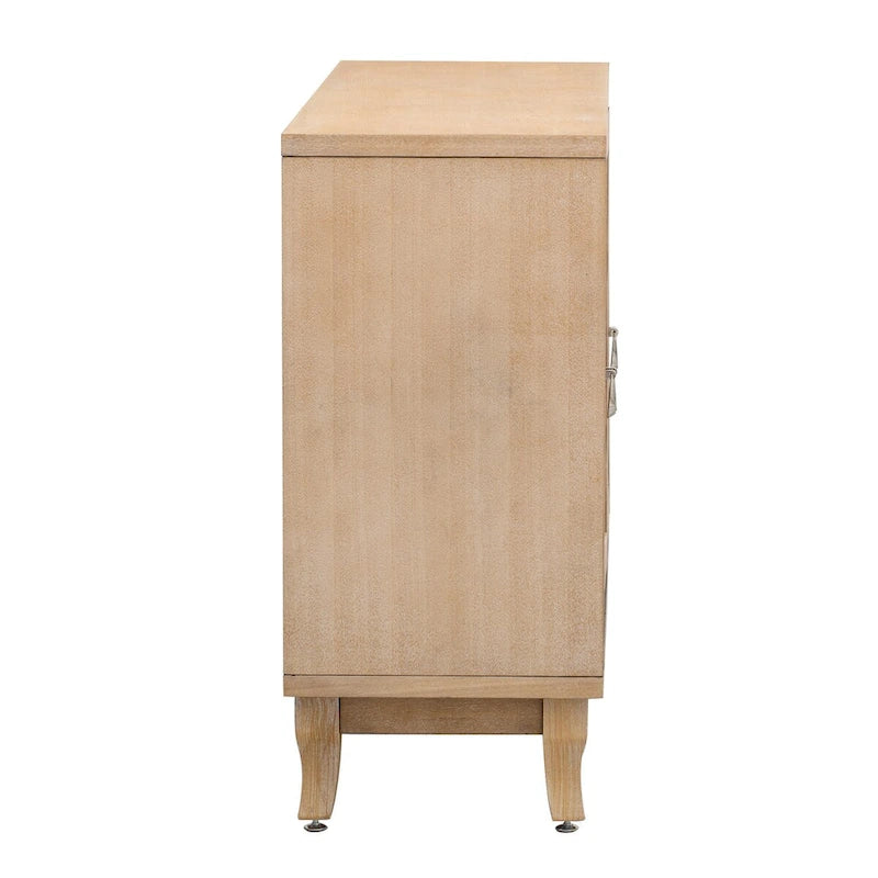 Buffet avec portes en verre, meuble de rangement miroir à 3 portes