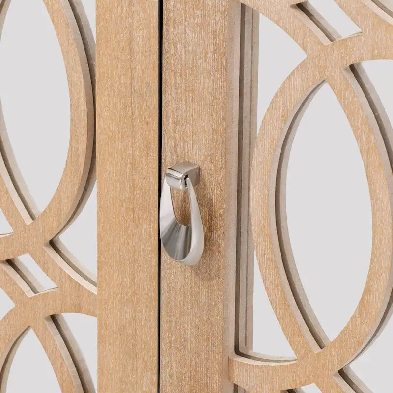 Buffet avec portes en verre, meuble de rangement miroir à 3 portes