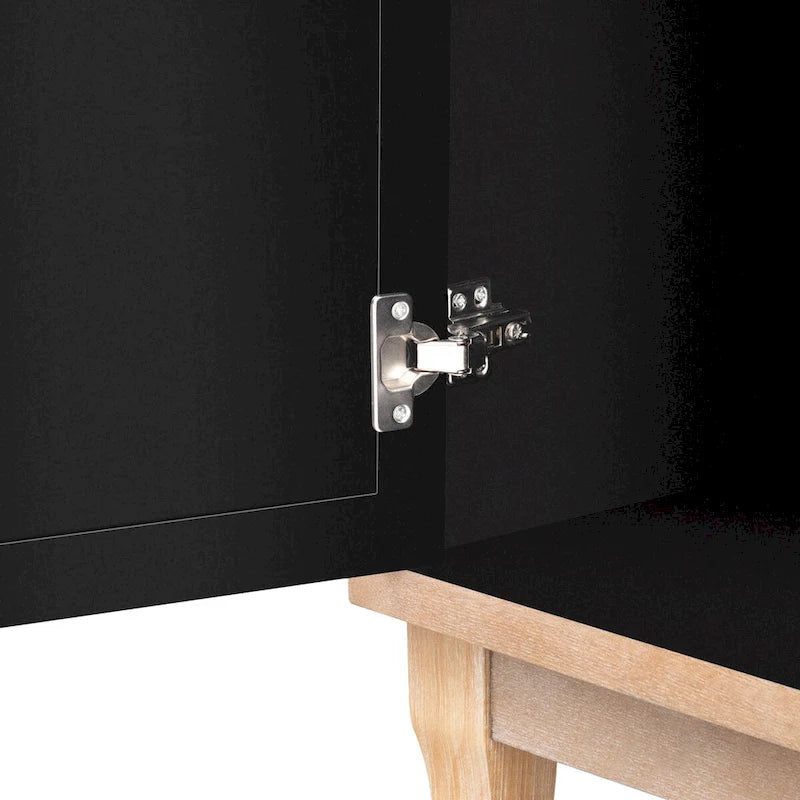 Buffet avec portes en verre, meuble de rangement miroir à 3 portes