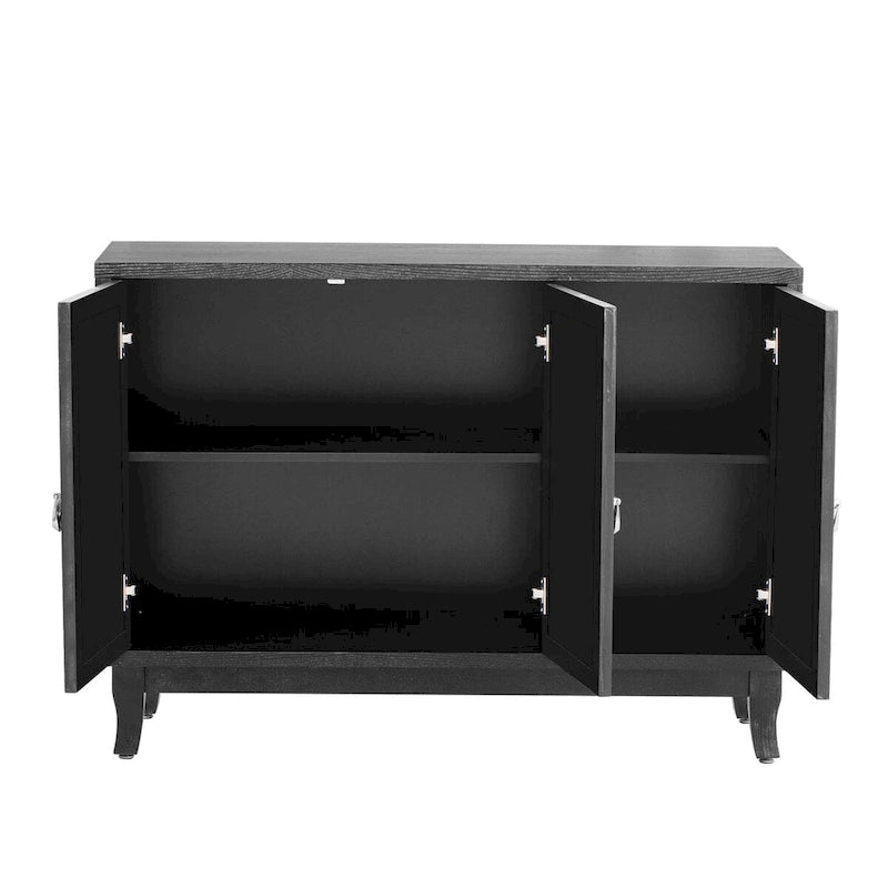 Buffet avec portes en verre, meuble de rangement miroir à 3 portes