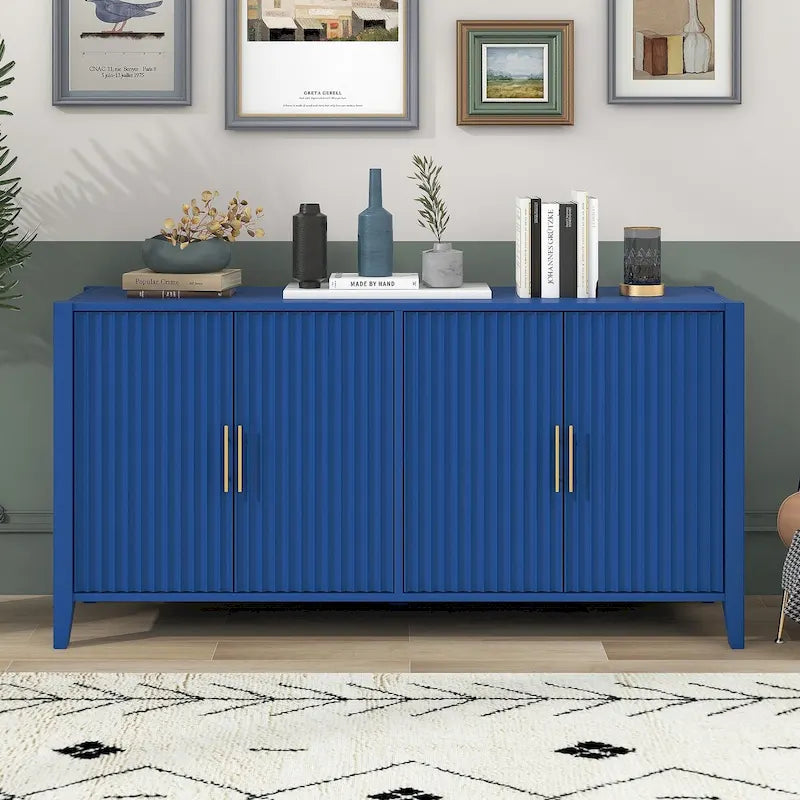 Buffet meuble de rangement d'appoint en bois avec poignées métalliques