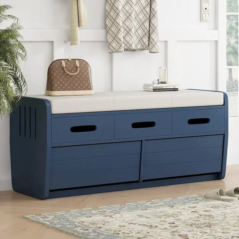 Rustic Storage Bench with Drawers and Hidden Storage