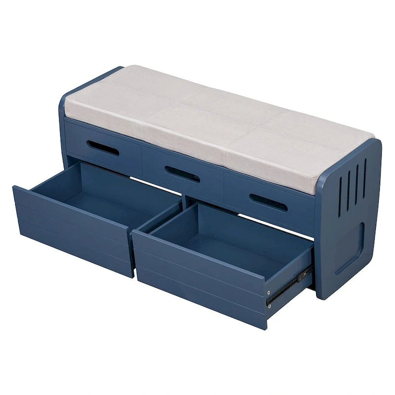 Rustic Storage Bench with Drawers and Hidden Storage