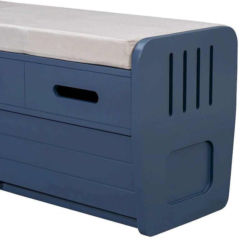 Rustic Storage Bench with Drawers and Hidden Storage