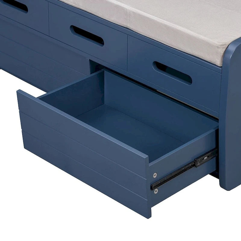 Rustic Storage Bench with Drawers and Hidden Storage