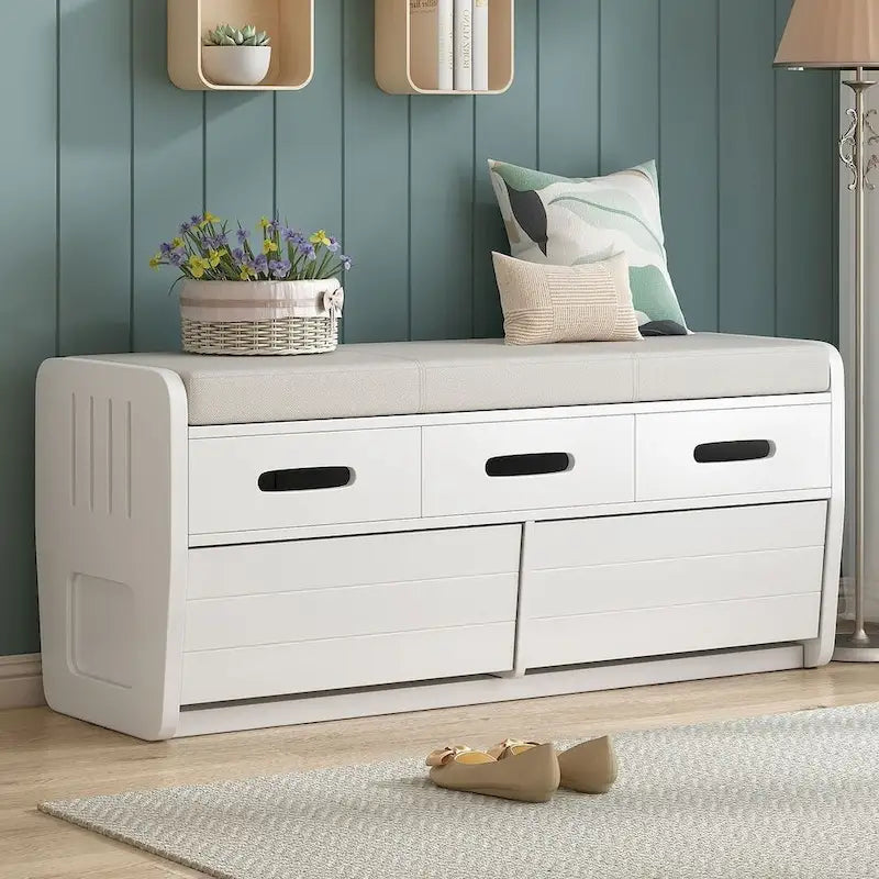 Rustic Storage Bench with Drawers and Hidden Storage