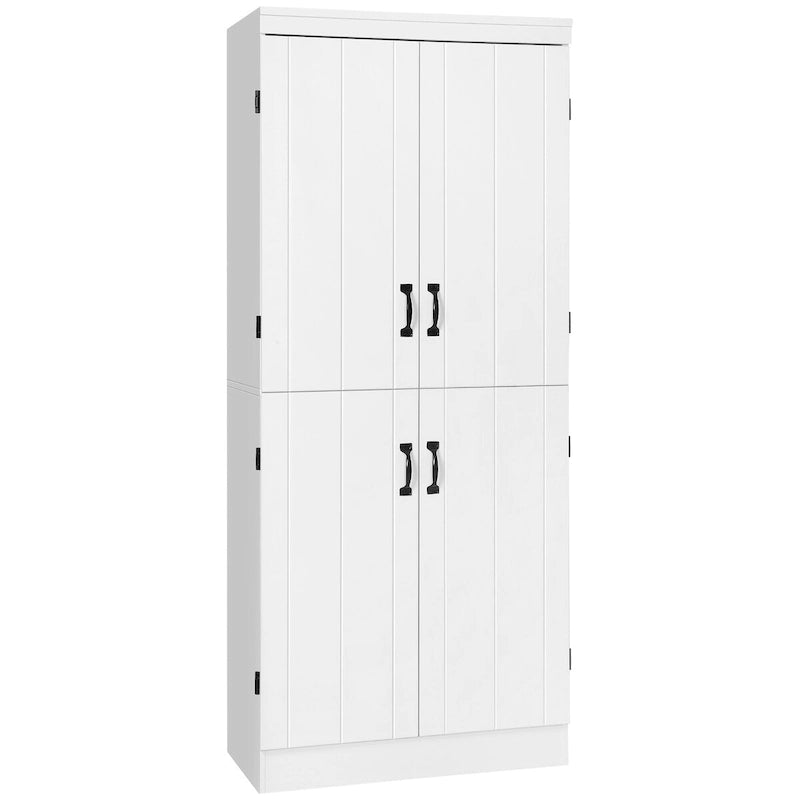 Garde-manger de cuisine de 70 pouces, armoire de rangement haute autoportante, étagères à 6 niveaux avec 2 étagères réglables et 4 portes, grise