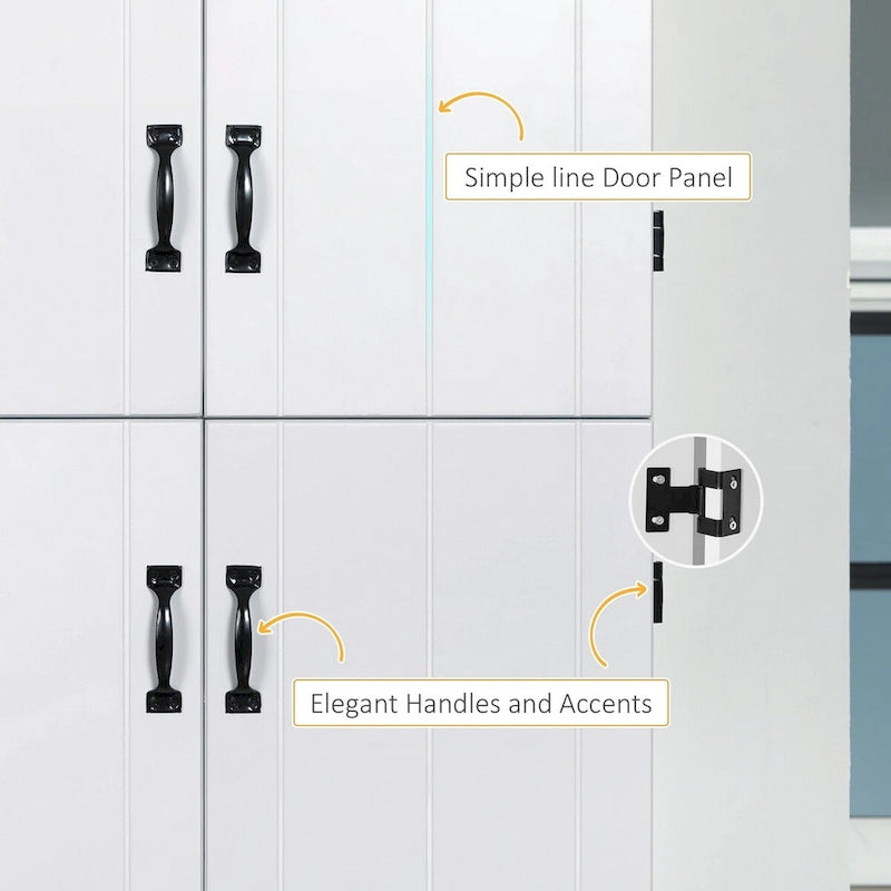 Dispensa da cucina alta 70, mobile contenitore indipendente, scaffalatura a 6 ripiani con 2 ripiani regolabili e 4 ante, grigia