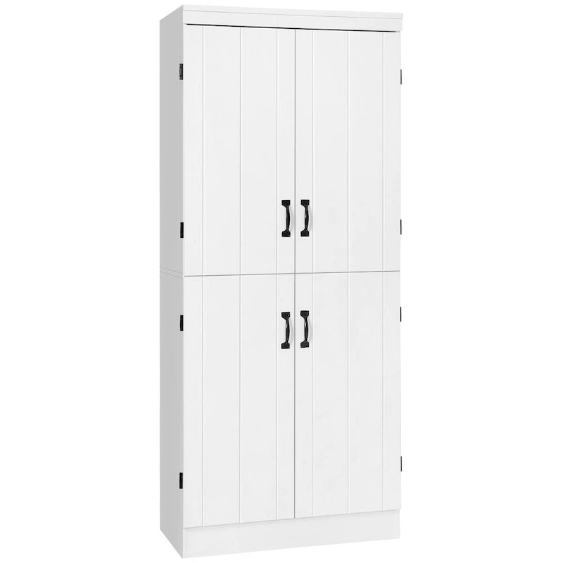 Dispensa da cucina alta 70, mobile contenitore indipendente, scaffalatura a 6 ripiani con 2 ripiani regolabili e 4 ante, grigia
