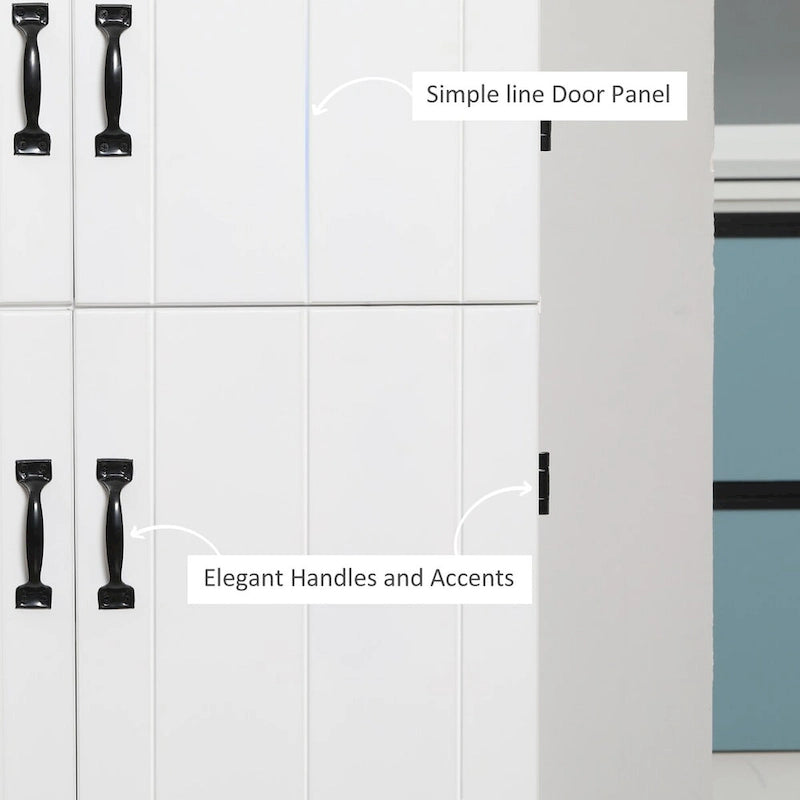 Dispensa da cucina alta 70, mobile contenitore indipendente, scaffalatura a 6 ripiani con 2 ripiani regolabili e 4 ante, grigia